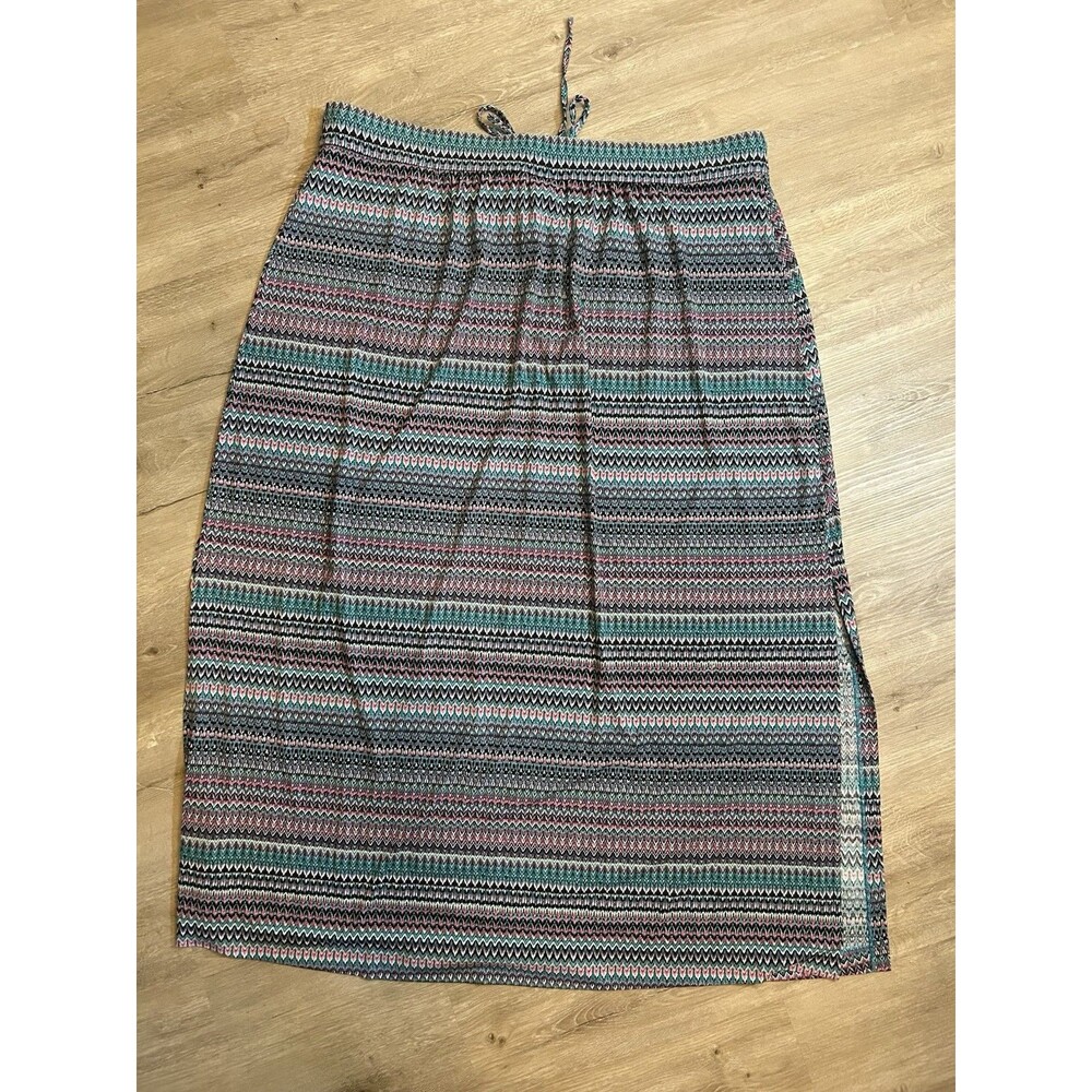 Lane Bryant Maxi Skirt 26/28 Chevron Print Side Slits Stretch Boho Long Plus - Picture 11 of 13